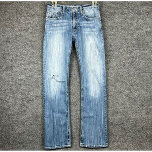 Buckle BKE Jeans Mens 30L 30x33 Blue Jake Straight Leg Denim Distressed Stretch